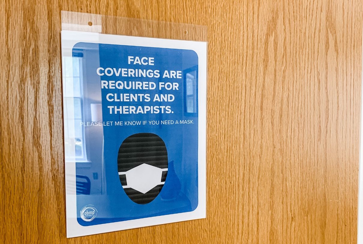 pandemic, massage therapy, door, wear masks